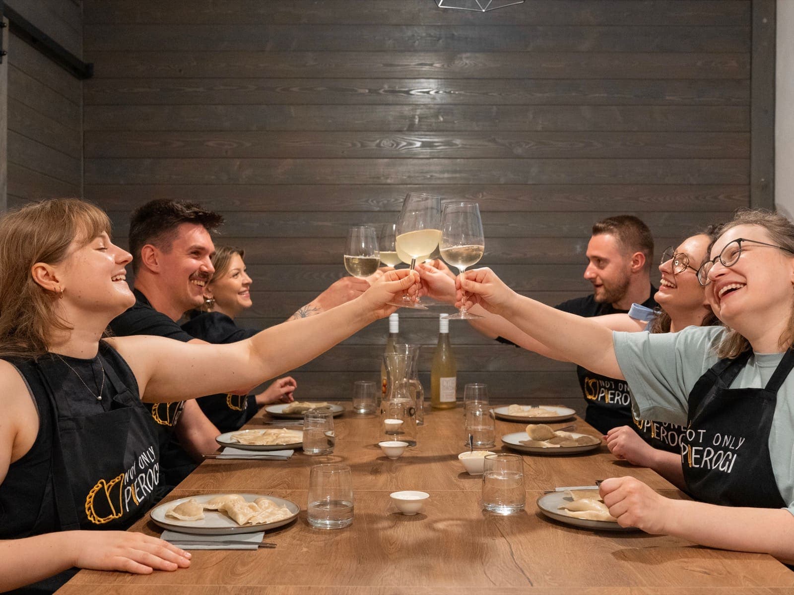 Not Only Pierogi Cooking Class: cider toast after pierogi